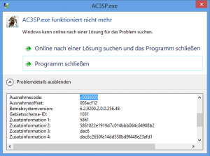 Wer kann mit dem Fehler C0000005 schon etwas anfangen?