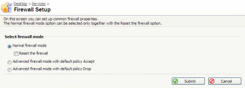 Virtuozzo panel firewall default settings