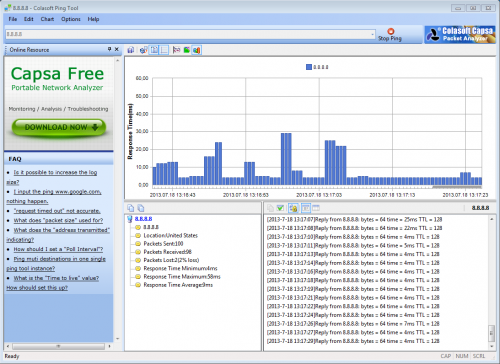 Screenshot aus Colasoft Ping Tool