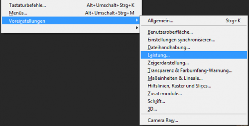 Voreinstellungen -> Leistung ...