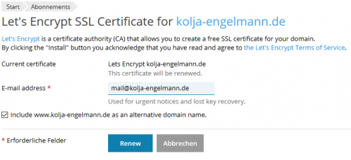 Die Let's Encrypt Integration in Plesk ist unkompliziert - wow!