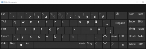 Windows 10 Bildschirmtastatur ohne Funktionstasten