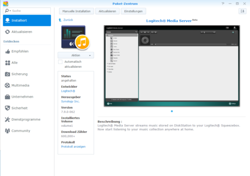 Der Logitech Media Server auf dem Synology NAS